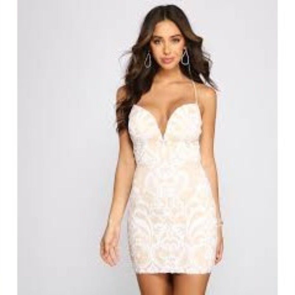 Windsor Such A Stunner Sequin Women’s Halter Bodycon Mini Dress Size M